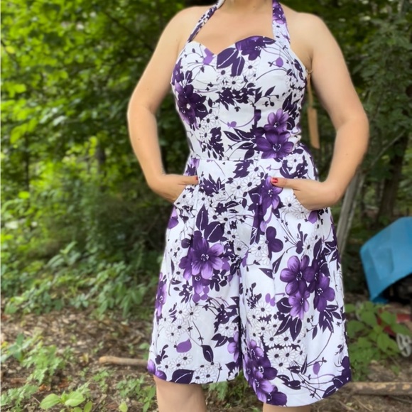 Vintage Reproduction 1950’s Pinup Barkcloth Romper & Sarong Skirt - Picture 3 of 7